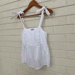 Gorgeous White Cotton Tank with Tie Straps